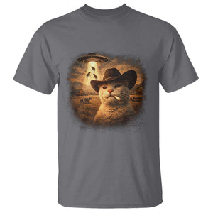 Funny Cowboy Cat UFO T Shirt Retro Western Rodeo Meme Cats Lover Gift TS10 Charcoal Print Your Wear