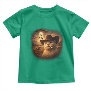 Funny Cowboy Cat UFO Toddler T Shirt Retro Western Rodeo Meme Cats Lover Gift TS10 Irish Green Print Your Wear