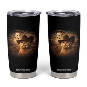 Funny Cowboy Cat UFO Tumbler Cup Retro Western Rodeo Meme Cats Lover Gift TS10 Black Print Your Wear