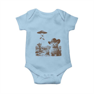 UFO Cowboy Cat Baby Onesie Vintage Graphic Retro Western Rodeo TS10 Light Blue Print Your Wear