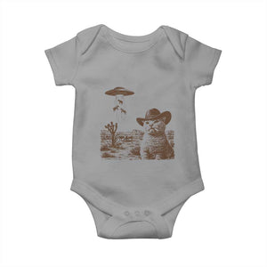 UFO Cowboy Cat Baby Onesie Vintage Graphic Retro Western Rodeo TS10 Sport Gray Print Your Wear