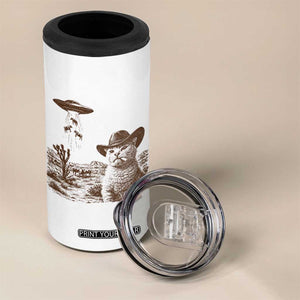 UFO Cowboy Cat 4 in 1 Can Cooler Tumbler Vintage Graphic Retro Western Rodeo TS10 Print Your Wear