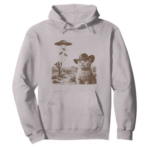 UFO Cowboy Cat Hoodie Vintage Graphic Retro Western Rodeo TS10 Ice Gray Print Your Wear