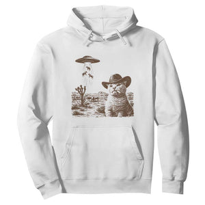 UFO Cowboy Cat Hoodie Vintage Graphic Retro Western Rodeo TS10 White Print Your Wear