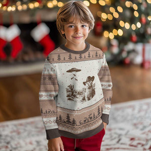 UFO Cowboy Cat Ugly Christmas Sweater Vintage Graphic Retro Western Rodeo TS10 Mocha Mousse Print Your Wear