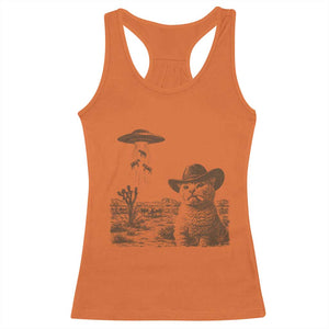 UFO Cowboy Cat Racerback Tank Top Vintage Graphic Retro Western Rodeo TS10 Orange Print Your Wear