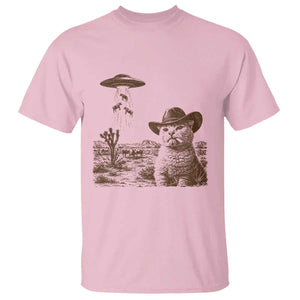 UFO Cowboy Cat T Shirt Vintage Graphic Retro Western Rodeo TS10 Light Pink Print Your Wear