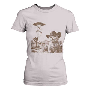 UFO Cowboy Cat T Shirt For Women Vintage Graphic Retro Western Rodeo TS10 Ice Gray Print Your Wear