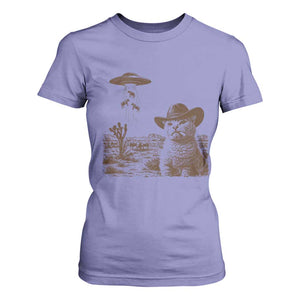 UFO Cowboy Cat T Shirt For Women Vintage Graphic Retro Western Rodeo TS10 Violet Print Your Wear