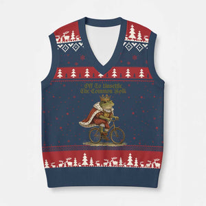 Chaotic Frog Meme V-Neck Knit Sweater Vest Off To Unsettle The Common Folk Vintage Unhinged Humor TS10 Navy Red Print Your Wear