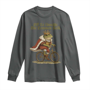 Chaotic Frog Meme Long Sleeve Shirt Off To Unsettle The Common Folk Vintage Unhinged Humor TS10 Dark Heather Print Your Wear