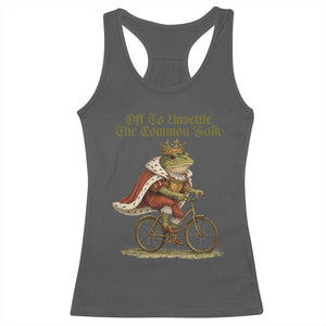 Chaotic Frog Meme Racerback Tank Top Off To Unsettle The Common Folk Vintage Unhinged Humor TS10 Dark Heather Print Your Wear