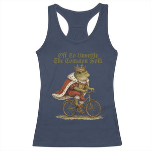 Chaotic Frog Meme Racerback Tank Top Off To Unsettle The Common Folk Vintage Unhinged Humor TS10 Navy Print Your Wear