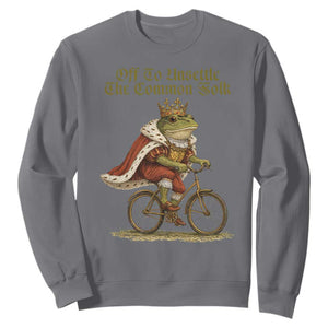 Chaotic Frog Meme Sweatshirt Off To Unsettle The Common Folk Vintage Unhinged Humor TS10 Charcoal Print Your Wear