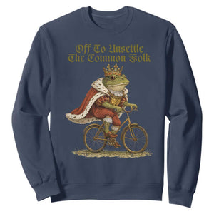 Chaotic Frog Meme Sweatshirt Off To Unsettle The Common Folk Vintage Unhinged Humor TS10 Navy Print Your Wear