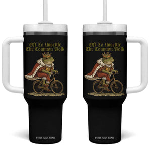 Chaotic Frog Meme Tumbler With Handle Off To Unsettle The Common Folk Vintage Unhinged Humor TS10 One Size: 40 oz Black Print Your Wear