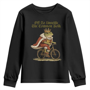Chaotic Frog Meme Youth Sweatshirt Off To Unsettle The Common Folk Vintage Unhinged Humor TS10 Black Print Your Wear