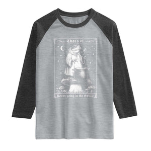Frog Meme Raglan Shirt Thats It Youre Going In The Soup Funny Weirdcore TS10 Heather Gray Heather Charcoal Print Your Wear