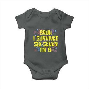 8th Birthday Baby Onesie Im 8 Year Old Bruh I Survived 67 Colorful Bubble Flower TS10 Dark Heather Print Your Wear