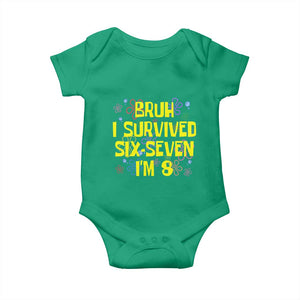 8th Birthday Baby Onesie Im 8 Year Old Bruh I Survived 67 Colorful Bubble Flower TS10 Irish Green Print Your Wear