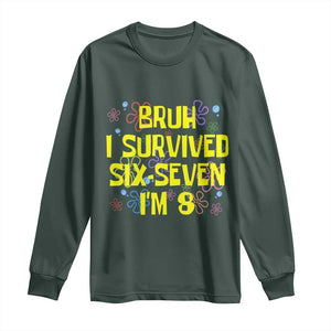 8th Birthday Long Sleeve Shirt Im 8 Year Old Bruh I Survived 67 Colorful Bubble Flower TS10 Dark Forest Green Print Your Wear