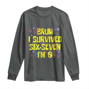 8th Birthday Long Sleeve Shirt Im 8 Year Old Bruh I Survived 67 Colorful Bubble Flower TS10 Dark Heather Print Your Wear