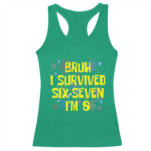 8th Birthday Racerback Tank Top Im 8 Year Old Bruh I Survived 67 Colorful Bubble Flower TS10 Irish Green Print Your Wear