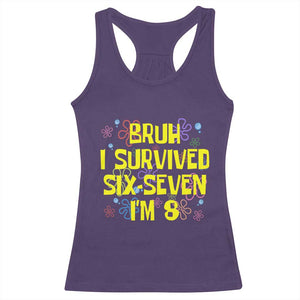 8th Birthday Racerback Tank Top Im 8 Year Old Bruh I Survived 67 Colorful Bubble Flower TS10 Purple Print Your Wear