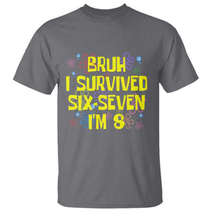 8th Birthday T Shirt Im 8 Year Old Bruh I Survived 67 Colorful Bubble Flower TS10 Charcoal Print Your Wear