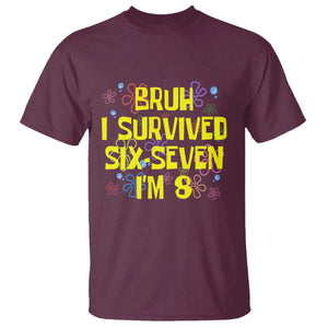 8th Birthday T Shirt Im 8 Year Old Bruh I Survived 67 Colorful Bubble Flower TS10 Maroon Print Your Wear