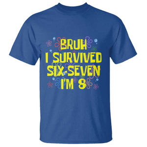 8th Birthday T Shirt Im 8 Year Old Bruh I Survived 67 Colorful Bubble Flower TS10 Royal Blue Print Your Wear