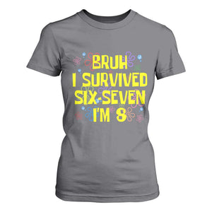 8th Birthday T Shirt For Women Im 8 Year Old Bruh I Survived 67 Colorful Bubble Flower TS10 Charcoal Print Your Wear