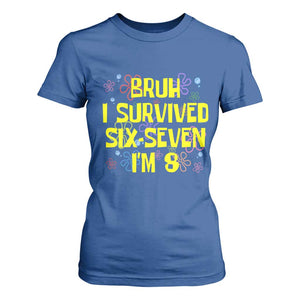 8th Birthday T Shirt For Women Im 8 Year Old Bruh I Survived 67 Colorful Bubble Flower TS10 Royal Blue Print Your Wear