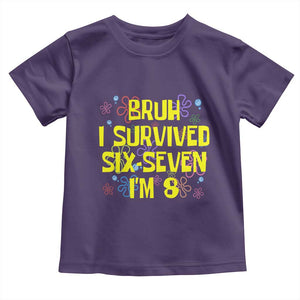 8th Birthday Toddler T Shirt Im 8 Year Old Bruh I Survived 67 Colorful Bubble Flower TS10 Purple Print Your Wear