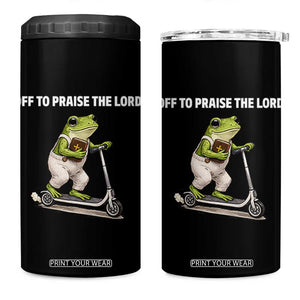 Funny Christian Frog 4 in 1 Can Cooler Tumbler Off To Praise The Lord TS10 One Size: 16 oz Black Print Your Wear