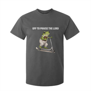 Funny Christian Frog T Shirt For Kid Off To Praise The Lord TS10 Dark Heather Print Your Wear