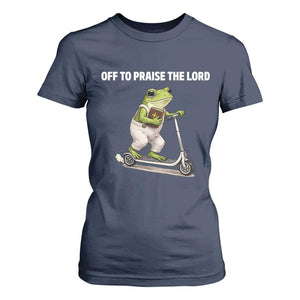 Funny Christian Frog T Shirt For Women Off To Praise The Lord TS10 Navy Print Your Wear