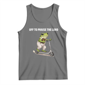 Funny Christian Frog Tank Top Off To Praise The Lord TS10 Black Heather Print Your Wear