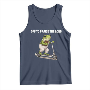 Funny Christian Frog Tank Top Off To Praise The Lord TS10 Navy Print Your Wear