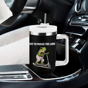 Funny Christian Frog Tumbler With Handle Off To Praise The Lord TS10 Print Your Wear