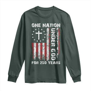 250 Years Anniversary Long Sleeve Shirt 250th Independence Day Freedom One Nation Under God US Flag TS10 Dark Forest Green Print Your Wear
