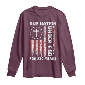 250 Years Anniversary Long Sleeve Shirt 250th Independence Day Freedom One Nation Under God US Flag TS10 Maroon Print Your Wear