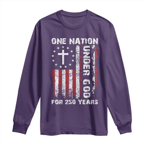 250 Years Anniversary Long Sleeve Shirt 250th Independence Day Freedom One Nation Under God US Flag TS10 Purple Print Your Wear