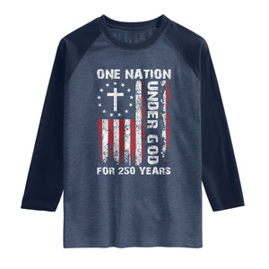 250 Years Anniversary Raglan Shirt 250th Independence Day Freedom One Nation Under God US Flag TS10 Heather Denim Navy Print Your Wear