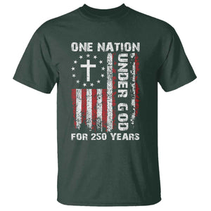 250 Years Anniversary T Shirt 250th Independence Day Freedom One Nation Under God US Flag TS10 Dark Forest Green Print Your Wear