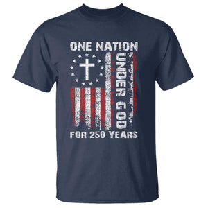 250 Years Anniversary T Shirt 250th Independence Day Freedom One Nation Under God US Flag TS10 Navy Print Your Wear