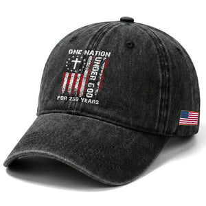 250 Years Anniversary Washed Cotton Baseball Cap 250th Independence Day Freedom One Nation Under God US Flag TS10 Print Your Wear