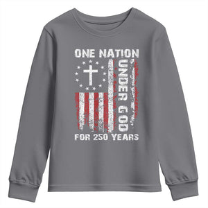 250 Years Anniversary Youth Sweatshirt 250th Independence Day Freedom One Nation Under God US Flag TS10 Charcoal Print Your Wear