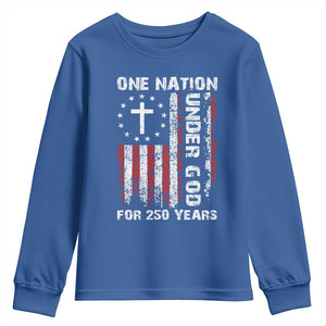 250 Years Anniversary Youth Sweatshirt 250th Independence Day Freedom One Nation Under God US Flag TS10 Royal Blue Print Your Wear