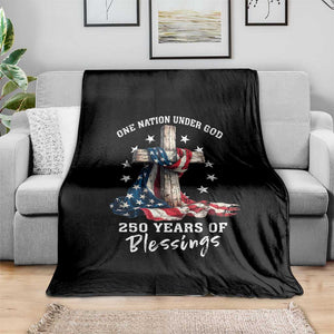 250th Anniversary USA Throw Blanket One Nation Under God US 250 Flag Cross 4th Of July TS10 Print Your Wear